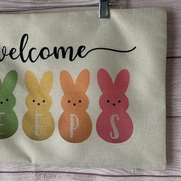 Easter Bunny Peeps Pillowcase Set of 2 Pillow Covers Rabbit Peeps Welcome 20x12 - Picture 4 of 14